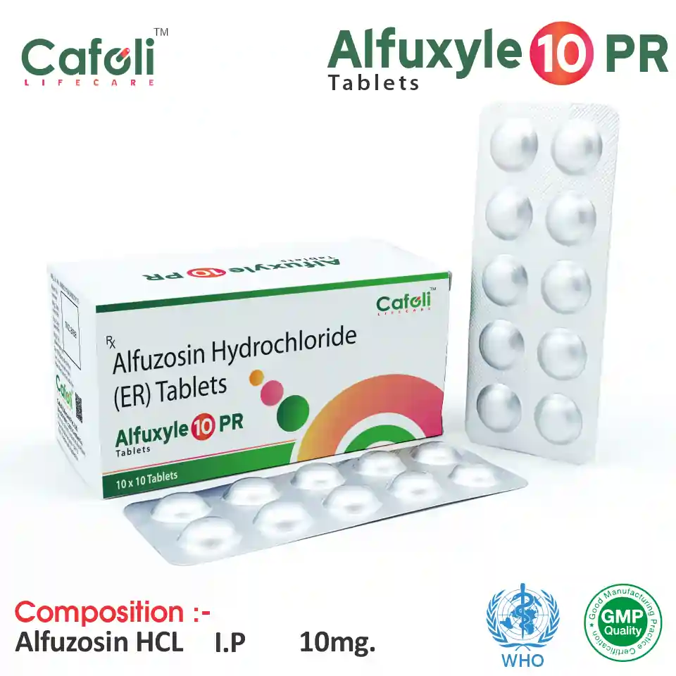 Alfuzosin 10mg Tablet at best price in PCD Pharma Franchise for Urinary Flow Improvement.